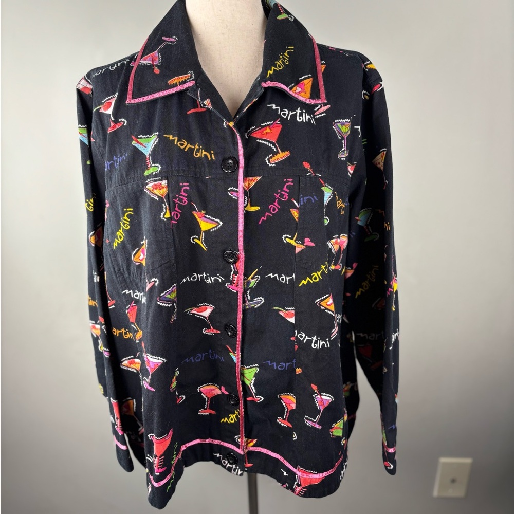 Life Style Woman Martini Glasses Cotton Jacket Multicolor Size 2X Chest …
